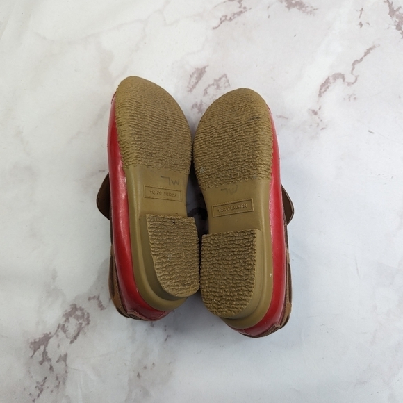 Tory Burch Loafer Women 9 39 Red Bean Boot Wellie Slip On Shoe Leather Rain Boat - Picture 15 of 16